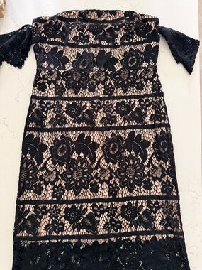 Express Black Zip dress with Nude Lining